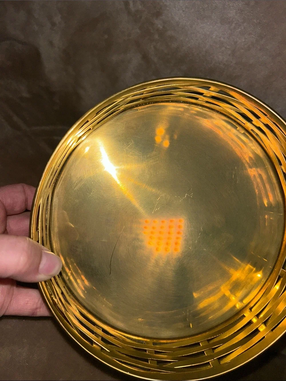 Ralph Lauren Home Gold Tone Brass Woven Luxury Trinket Catchall Bowl Vanity Tray